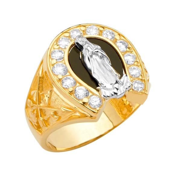 14K Yellow Gold CZ Men's Ring